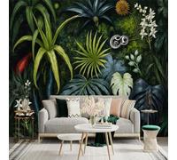 Autocollant mural taille personnalisée, feuilles tropicales de la jungle avec feuillage vert et plantes exotiques, pour décoration murale, décalcomanies murales peelandstick.