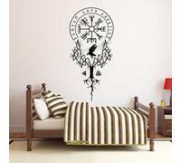 Autocollant mural Vikings Arbre Vikings Décoration murale amovible pour chambre à coucher Salon 121 x 57 cm