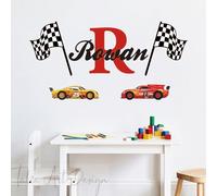 Autocollant mural voiture de course pour garçons - Autocollants en vinyle haute vitesse, décoration de chambre d'enfant et de chambre d'enfant, art mural pour chambre à coucher et salle de jeux