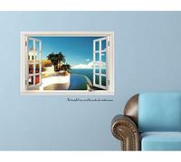 Autocollant mural vue sur la mer Méditerranée Papier peint Stickers vitres Grand mur Stickers Muraux amovibles Décoration de maison