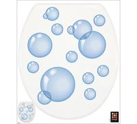 Autocollant mural WC abattant toilettes, déco trompe l'oeil 33x38cm, bulles de savon, décoration intérieure, sticker déco.