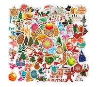 Autocollant Noël, Lot de 100 Sticker Scrapbooking Noël, Enfant Stickers Christmas, Autocollants Imperméable en Vinyle, Décorations Christmas, pour Décorations Cadeaux et Scrapbooking (C)