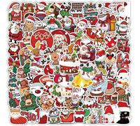 Autocollant Noël, Lot de 100 Sticker Scrapbooking Noël, Enfant Stickers Christmas, Autocollants Imperméable en Vinyle, Décorations Christmas, pour Décorations Cadeaux et Scrapbooking (B)