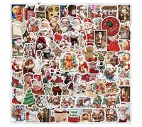 Autocollant Noël, Lot de 100 Sticker Scrapbooking Noël, Enfant Stickers Christmas, Autocollants Imperméable en Vinyle, Décorations Christmas, pour Décorations Cadeaux et Scrapbooking (A)