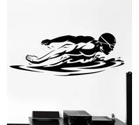 Autocollant noir de piscine Art appliqué Affiche de piscine Collant mural Décoration intérieure Fresque artistique sportive