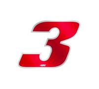 Autocollant Numéro 3 Nombre Adhésif Moto, Rouge Chrome, Moyen 100 X 130 Mm