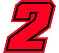 Autocollant numéro de course pour Moto "2" Race Moto GP, Rouge Fluo, 10 x 10 cm