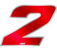 Autocollant numéro de course pour moto "2" rouge 65 x 85 mm