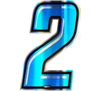 Autocollant numéro de course pour moto "2" Slim bleu 100 mm