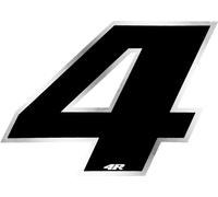 Autocollant numéro de course pour moto "4" noir 65 x 85 mm