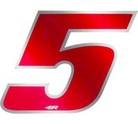 Autocollant numéro de course pour moto "5" rouge 65 x 85 mm