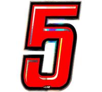 Autocollant numéro de course pour moto "5" Slim rouge 100 mm