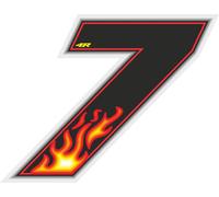 Autocollant numéro de course pour moto "7" Flames 100 x 130 mm