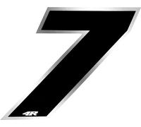 Autocollant numéro de course pour moto "7" noir 65 x 85 mm