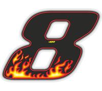 Autocollant numéro de course pour moto "8" Flames 100 x 130 mm
