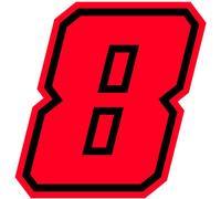Autocollant numéro de course pour Moto "8" Race Moto GP, Rouge Fluo, 10 x 10 cm