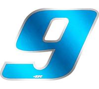 Autocollant numéro de course pour moto "9" bleu 65 x 85 mm