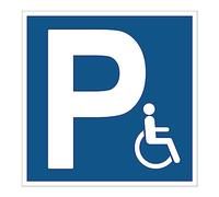 Autocollant Obligation Mandatory NF ISO7010 - Sticker Adhésif Signalétique Carré Laminé Plastifié Résistant à l'eau et aux UV - Parking pour Personne Handicapée - 25x25 cm