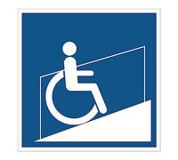 Autocollant Obligation Mandatory NF ISO7010 - Sticker Adhésif Signalétique Carré Laminé Plastifié Résistant à l'eau et aux UV - Rampe pour Personne Handicapée - 15x15 cm