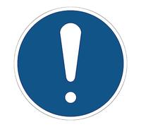 Autocollant Obligation Mandatory NF ISO7010 - Sticker Adhésif Signalétique Rond Laminé Plastifié Résistant à l'eau et aux UV - Panneau d'Obligation Général - Diamètre 35 cm