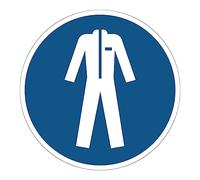 Autocollant Obligation Mandatory NF ISO7010 - Sticker Adhésif Signalétique Rond Laminé Plastifié Résistant à l'eau et aux UV - Vêtements de Protection Obligatoires - Diamètre 10 cm