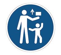 Autocollant Obligation Mandatory NF ISO7010 - Sticker Adhésif Signalétique Rond Laminé Plastifié Résistant à l'eau et aux UV - Tenir Hors de Portée des Enfants - Diamètre 5 cm