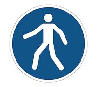 Autocollant Obligation Mandatory NF ISO7010 - Sticker Adhésif Signalétique Rond Laminé Plastifié Résistant à l'eau et aux UV - Utiliser le Passage - Diamètre 15 cm