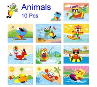 Autocollant Oligfoam 3d,Dessin Animé,Océan,Animaux,Véhicules,Dinosaure,Série Fait À La Main,Bricolage,Artisanat D'art,Puzzles Dos,Jouets,Ensemble De 10 Pièces - Type Animals