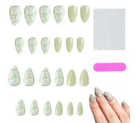 Autocollant Ongle Gel UV, Fleurs Blanche Vert Clair Gel Nail Stickers, Semi-durci Stickers, Auto-adhésifs Vernis Autocollant Ongles, Femmes Nail Art Stickerssemi cured nail strips