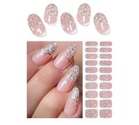 Autocollant Ongle Gel UV, French Sequin 20pcs Bandes d'ongles en Gel pour Nail Art DIY