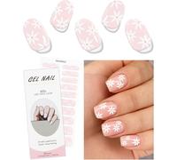 Autocollant Ongles Gel Uv Fleur Rose Crème Blanche Gel Nail Stickers Semi-Durci Stickers Ongle Gel Deco Ongle Nail Art Design Manucure