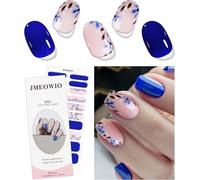 Autocollant Ongles Gel Uv Fleurs Rose Bleue Gel Nail Stickers Semi-Durci Stickers Ongle Gel Deco Ongle Nail Art Design Manucure
