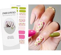 Autocollant Ongles Gel Uv Fleurs Rose Crème Vert Gel Nail Stickers Semi-Durci Stickers Ongle Gel Deco Ongle Nail Art Design Manucure