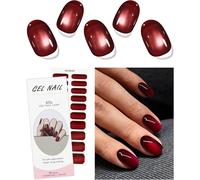 Autocollant Ongles Gel Uv Yeux De Chat Rouge Gel Nail Stickers Semi-Durci Stickers Ongle Gel Deco Ongle Nail Art Design Manucure