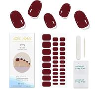 Autocollant Ongles Orteil Gel Uv Vin Rouge Gel Nail Stickers Semi-Durci Stickers Ongle Orteil Gel Deco Ongle Orteil Nail Art Design Manucure