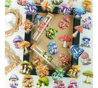 Autocollant Pack de 50 Stickers botaniques Pet Transparent imperméable Vintage Nature réaliste Champignon Autocollant DIY Hand Account Deco Autocollant