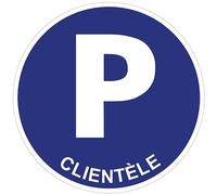 Autocollant Panneau de Sécurité Rigide et Rond - Sticker Adhésif Signalétique Laminé Plastifié Résistant à l'eau et aux UV - Parking Clientèle - Diamètre 24cm