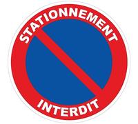 Autocollant Panneau de Sécurité Rigide et Rond - Sticker Adhésif Signalétique Laminé Plastifié Résistant à l'eau et aux UV - Stationnement Interdit - Diamètre 24cm