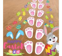 Autocollant Pâques, 9 Sheets Easter Decoration Stickers, Autocollant Lapin de Pâques, Easter Bunny Sticker, Self-Adhesive, con Empreinte Lapin et Egg, pour Fenêtres, Escaliers, Sols (B)
