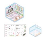 Autocollant paradisiaque en cristal pour enfants 125 x 150 mm avec motifs de maison de forçage secrète et support en papier durable Motif scène de dessin animé