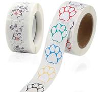 Autocollant Patte Chien, 2 Rouleaux 1000 Pièces Autocollants d'Impression Patte d'Animal Compagnie Étiquettes Autocollantes pour Stickers Muraux Patte Colorée Chien Chat Ours
