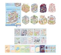 Autocollant paysage miniature PET livre île paysage autocollant pour journal carnet scrapbooking album photo décoration arc-en-ciel île autocollant livre