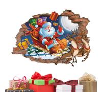 Autocollant Père Noël de Noël - Art mural 3D amovible avec effet révolutionnaire, murale de vacances, créative, festive, pour la maison, de pièce saisonnière, à décoll