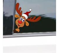 Autocollant Père Noël, élan, véhicule de Noël pour décalcomanies, matériau garantit une décoration de vacances durable pour voitures et motos (C20 x 16 cm)