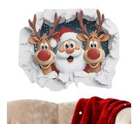 Autocollant Père noëls Brise-mur - Autocollants Muraux Amovibles Effet 3D Amusants De noëls, Autocollants De Décoration D'intérieur Pour Les Vacances D'hiver, Dortoir, Bureau, Fête, Chambre D'étude