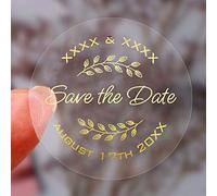 autocollant personnalisé etiquettes Guirlande botanique Mariage moderne Save the Date décor de fête de mariage orAutocollants transparents