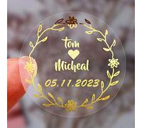 autocollant personnalisé etiquettes Rustic Laurel Country Wreath Wedding décor or de fête de mariageAutocollants transparents