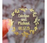 autocollant personnalisé etiquettes Rustic Laurel Country Wreath Wedding Save the Date décor de fête de mariage orAutocollants transparents