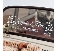 Autocollant Personnalisé Mariage Voiture,nom personnalisé décoration de Voiture de Mariage,Juste marié Autocollants Mariage Voiture,Autocollant Personnalisé (Color : F, Size : Size L)