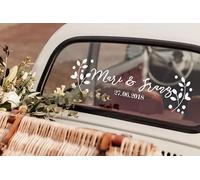 Autocollant Personnalisé Mariage Voiture,nom personnalisé décoration de Voiture de Mariage,Juste marié Autocollants Mariage Voiture,Autocollant Personnalisé (Color : I, Size : Size L)